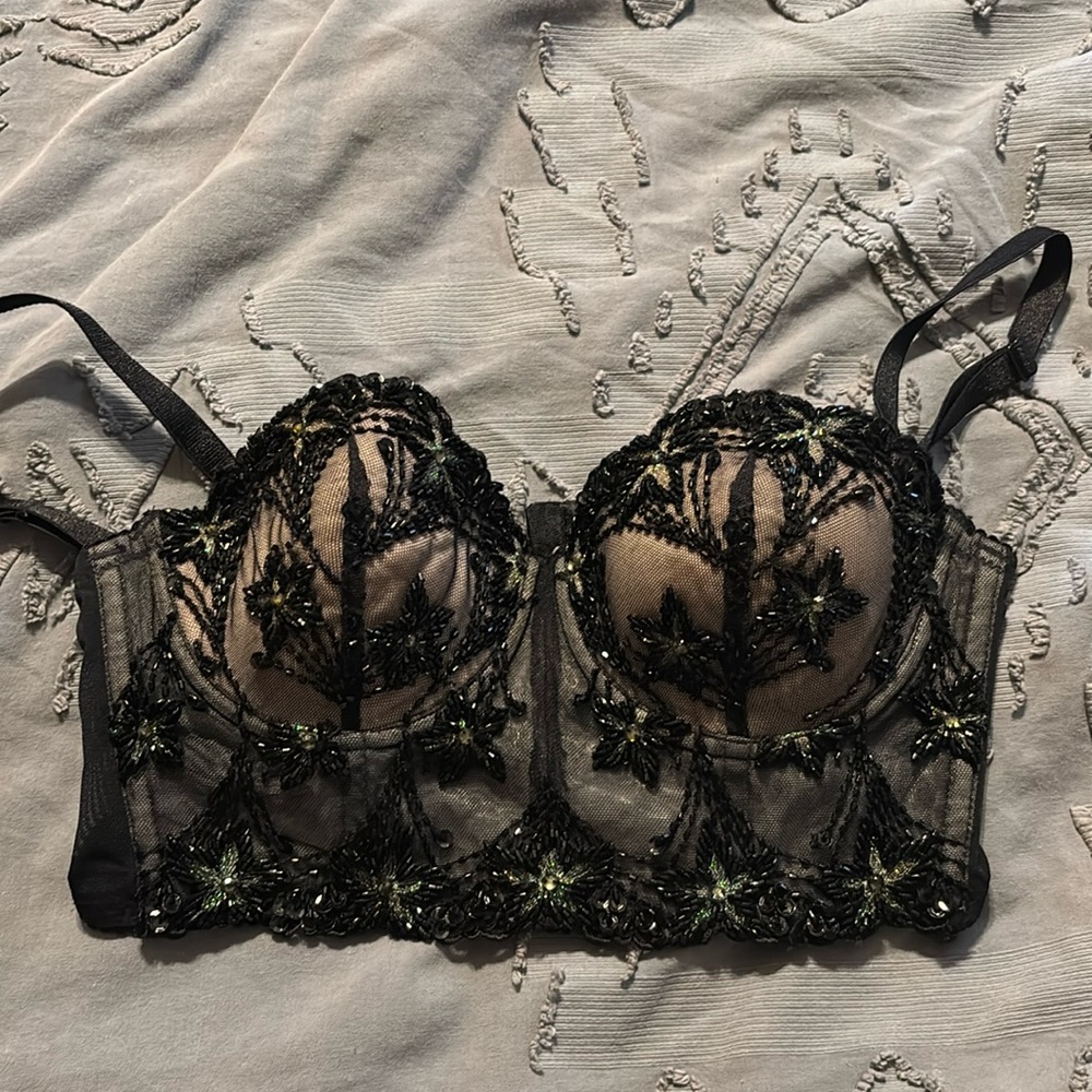 Gorgeous embellished beaded marciano bustier corset top 34b